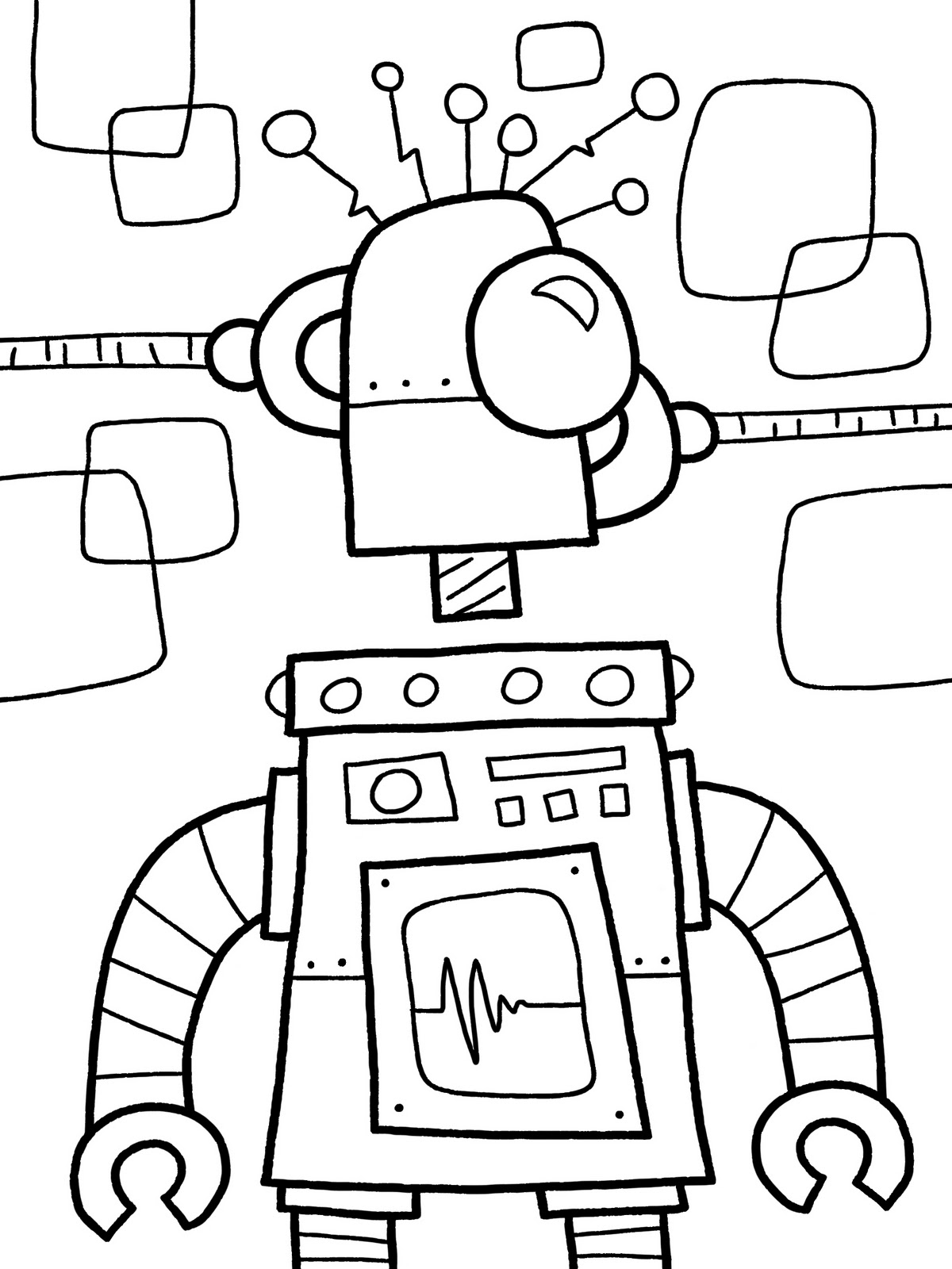 Tuyển tập tranh tô màu Robot cho bé trai tập tô - [Kích thước hình ảnh: 1200x1600 px]