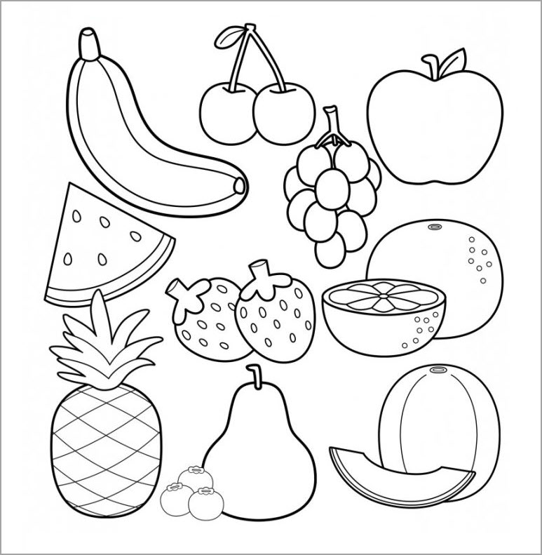 Tranh tô màu hoa quả, trái cây đẹp và đơn giản cho bé 773x791