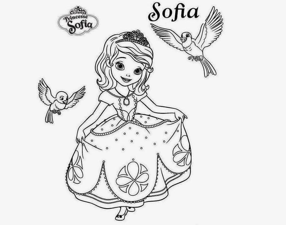 Tranh tô màu công chúa Sofia cho các bé 916x720