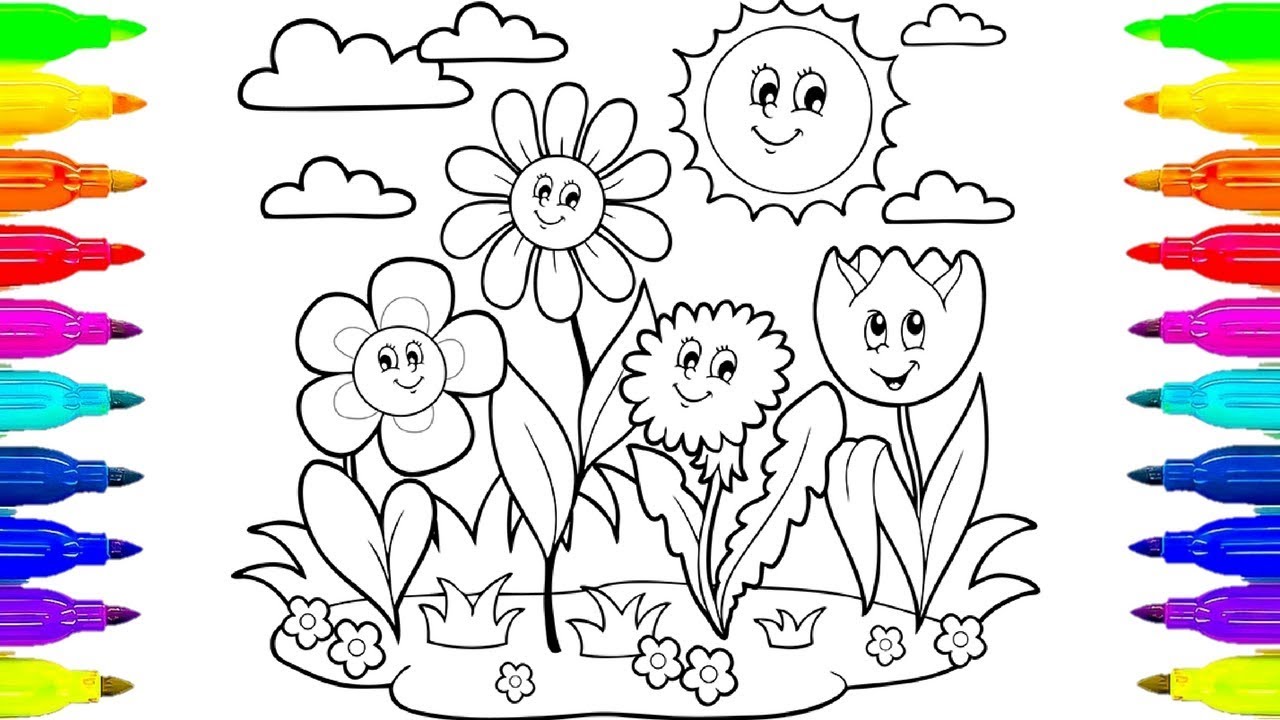 Tổng hợp các bức tranh tô màu phong cảnh mùa xuân rực rỡ dành tặng cho bé - [Kích thước hình ảnh: 1280x720 px]