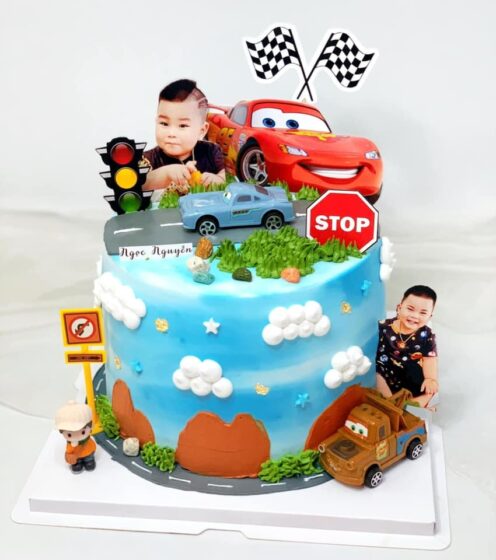 Tranhto24h: Bánh sinh nhật in ảnh đẹp cho bé xe hơi, 496x560px