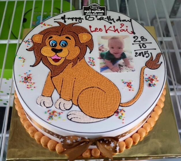 Tranhto24h: Bánh sinh nhật in hình đẹp cho bé sư tử, 628x560px