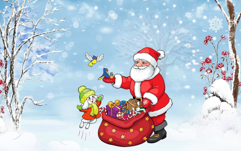 Tranhto24h: Ảnh Noel đẹp nhất thế giới với hình ông già Noel phát quà, 780x488px