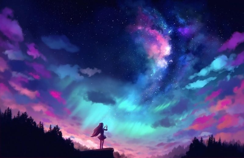 Tranhto24h: background bầu trời background sky đêm anime, 800x519px