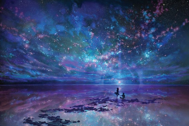 Tranhto24h: background bầu trời background sky ngân hà anime, 800x533px