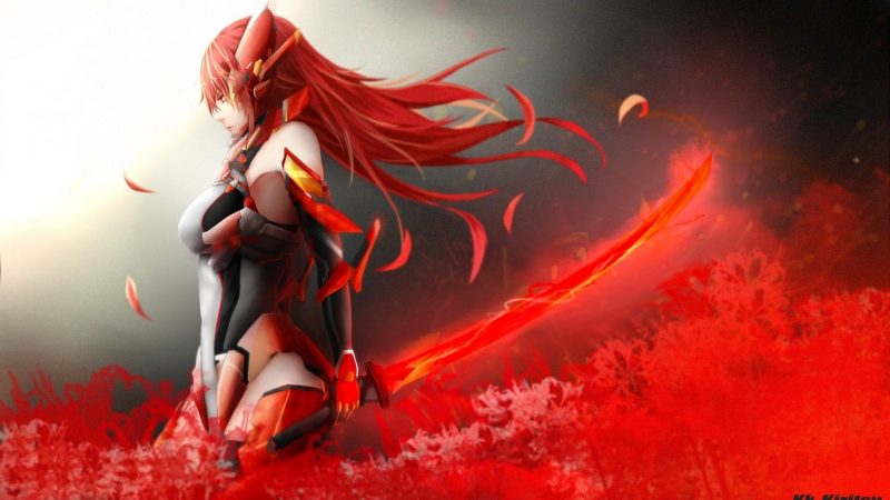 Tranhto24h: background anime chiến binh màu đỏ, 800x450px