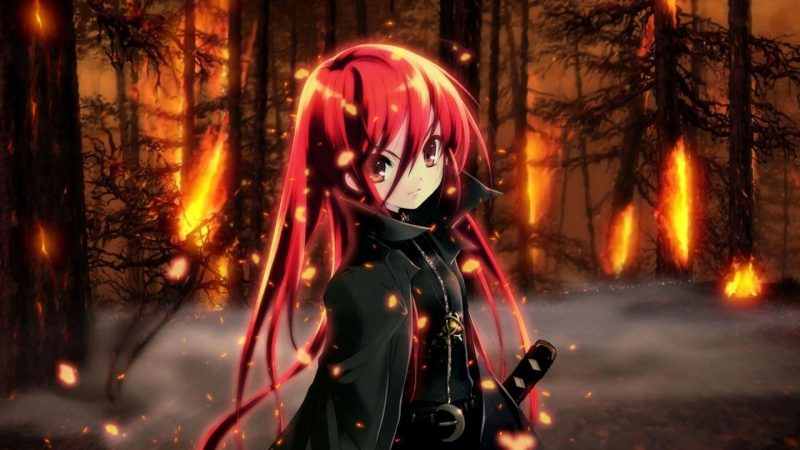 Tranhto24h: background anime chiến binh nữ tóc đỏ, 800x450px