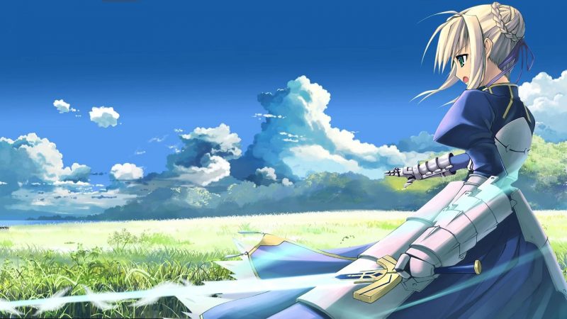 Tranhto24h: background anime chiến binh nữ xanh dương, 800x450px
