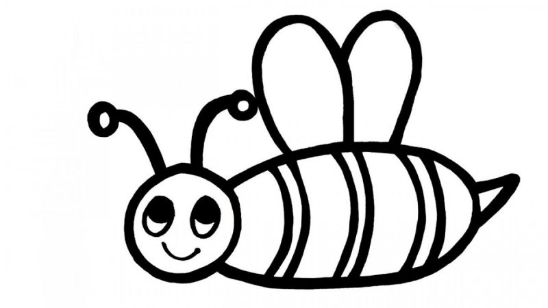 Tranhto24h: Tranh tô màu con ong đơn giản, 800x450px
