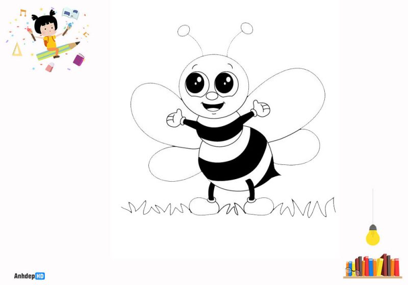 Tranhto24h: Tranh tô màu con ong, 800x560px