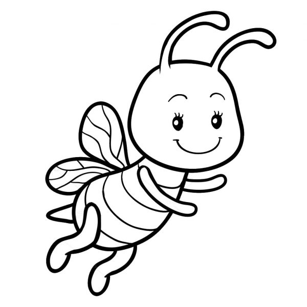 Tranhto24h: Tranh tô màu con ong đang bay, 600x600px