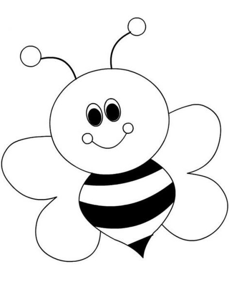 Tranhto24h: Hình tô màu con ong thân hình tròn, 472x600px