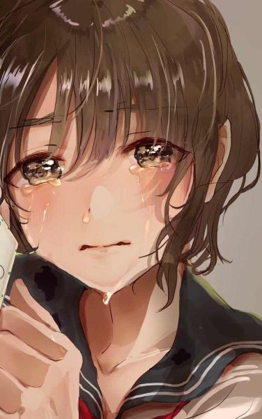 Tranhto24h: Ảnh cô gái buồn khóc anime, 376x600px