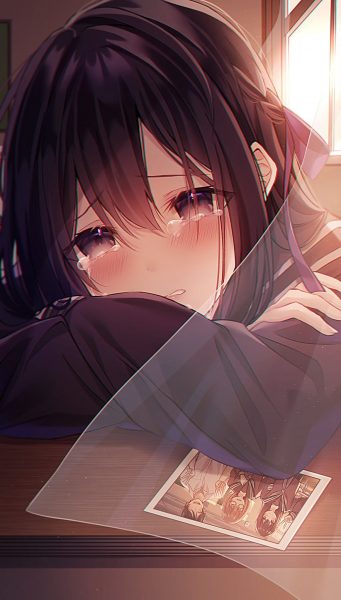 Tranhto24h: Hình anime cô gái buồn khóc trong đêm, 341x600px