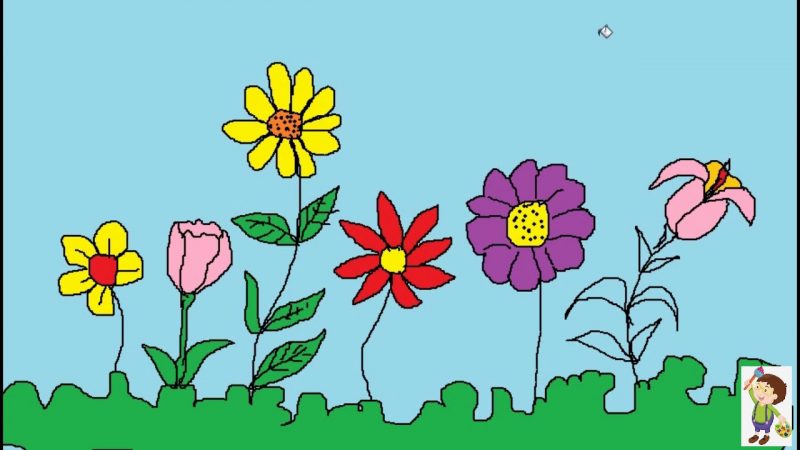 Tranhto24h: Tranh vẽ vườn hoa đẹp, 800x450px