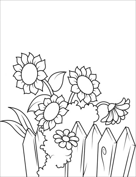 Tranhto24h: Tranh vẽ vườn hoa hướng dương đơn giản, 463x600px