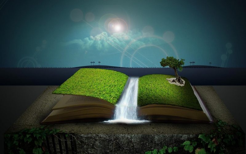 Tranhto24h: background sách book thác nước thiên nhiên, 800x500px