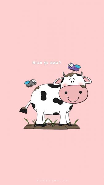 Tranhto24h: Ảnh nền cute bò sữa, 338x600px