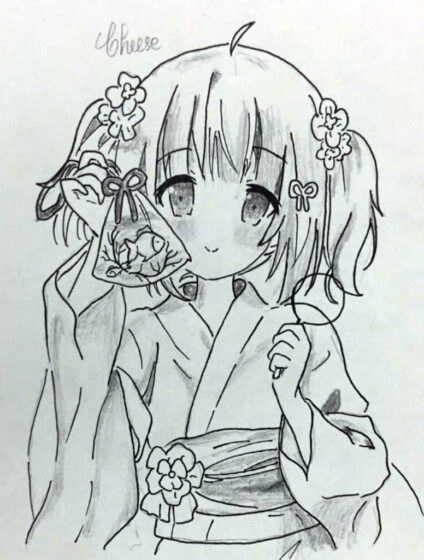 Tranhto24h: Vẽ tranh Anime nữ cute không màu, 424x560px