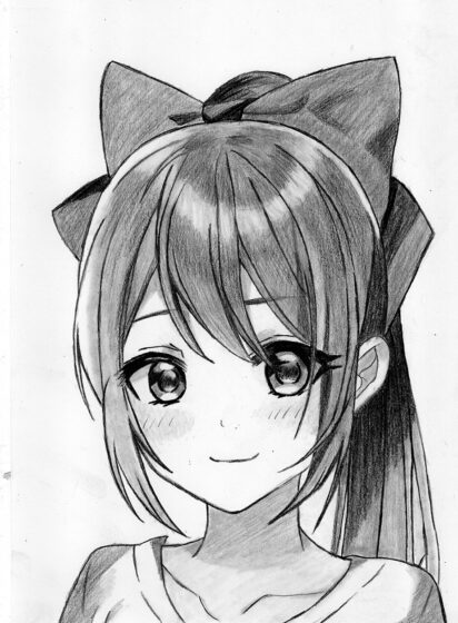 Tranhto24h: Vẽ tranh Anime nữ cute dễ thương, 412x560px