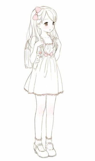 Tranhto24h: Vẽ tranh Anime nữ cute mang cặp, 333x560px