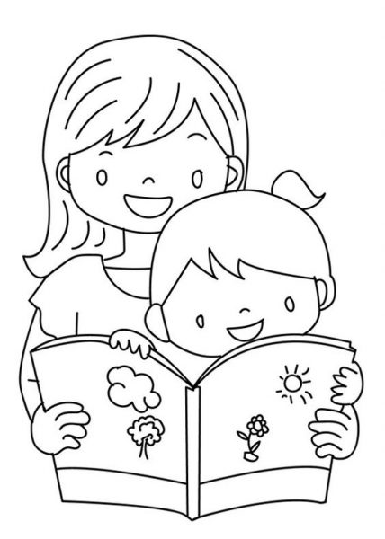 Tranhto24h: Tranh tô màu cho bé gái 8 tuổi bé đọc sách, 428x600px