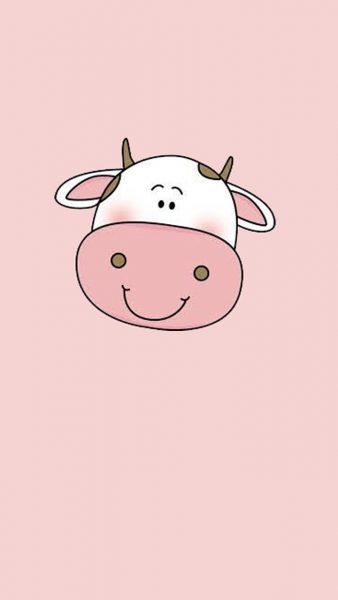 Tranhto24h: Hình nền bò sữa cute màu hồng, 338x600px