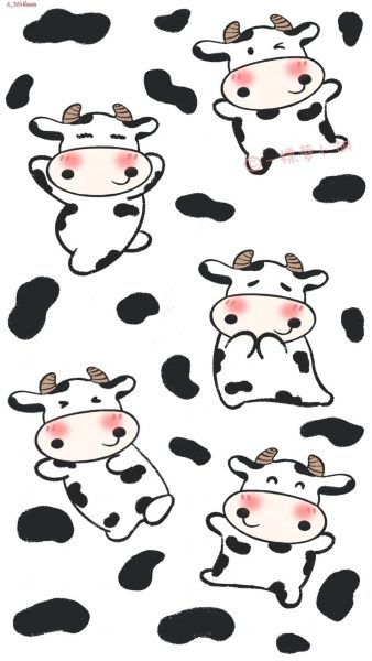Tranhto24h: Hình nền bò sữa cute vui nhộn, 338x600px