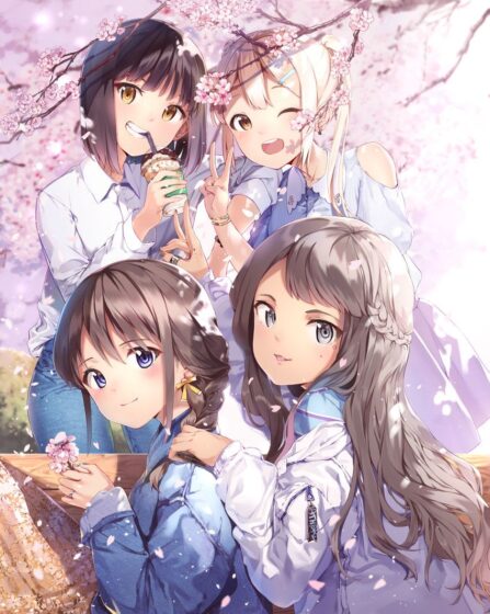 Tranhto24h: Hình ảnh nhóm bạn nữ anime, 447x560px