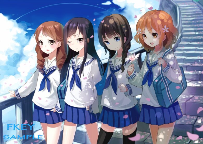 Tranhto24h: Hình nhóm anime nữ 4 người, 780x552px