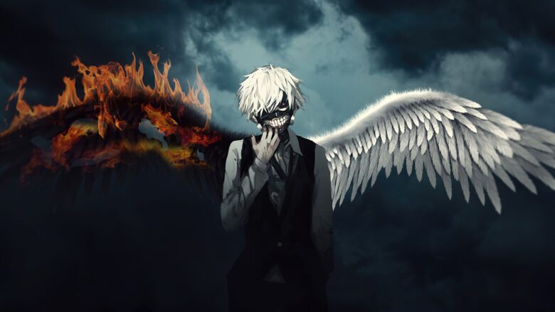Tranhto24h: ảnh Kaneki Ken anime đẹp với đôi cánh thiên thần ác quỷ, 780x439px