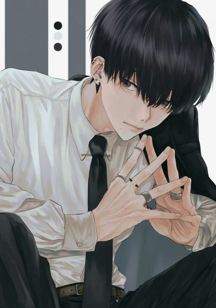 Tranhto24h: ảnh anime tóc đen ngầu, 420x600px