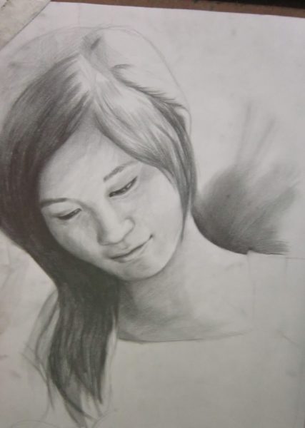 Tranhto24h: hình vẽ cô gái chân dung, 427x600px