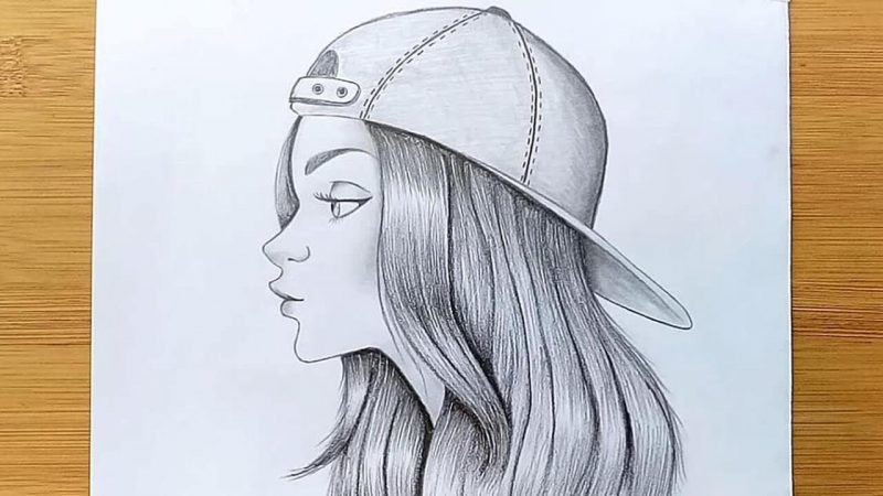 Tranhto24h: hình vẽ cô gái đội nón, 800x450px