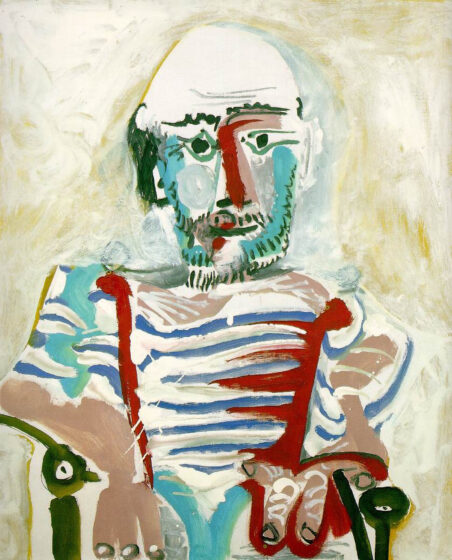 Tranhto24h: Tranh vẽ Picasso tự họa nhiều màu, 452x560px