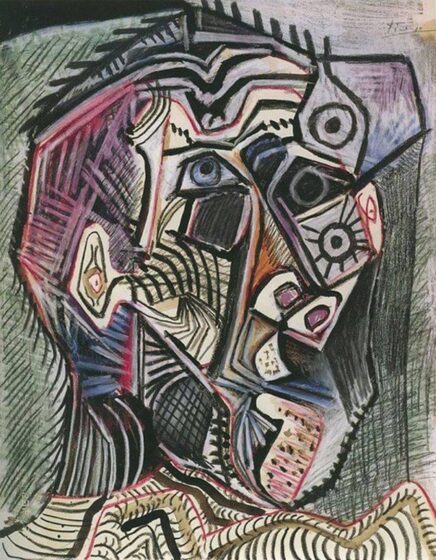 Tranhto24h: Tranh vẽ Picasso tự họa năm 90 tuổi, 436x560px