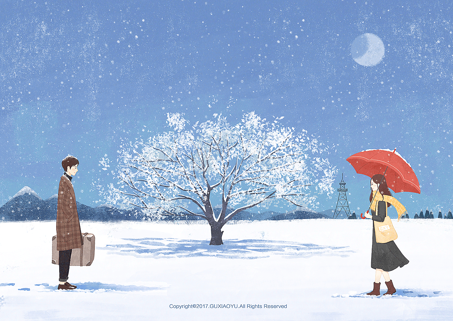 Tranhto24h: Hình ảnh động anime trời tuyết, 1500x1061px
