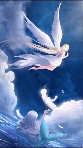 Tranhto24h: ảnh anime thiên thần đang bay đẹp, 337x600px