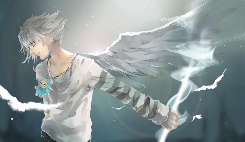Tranhto24h: ảnh anime thiên thần nam cánh trắng, 800x463px