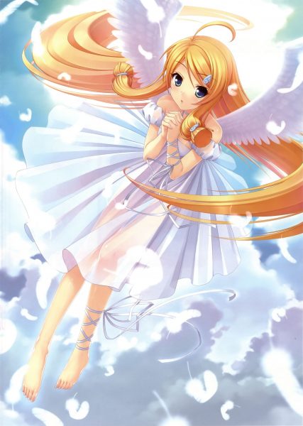 Tranhto24h: ảnh anime thiên thần tóc vàng, 427x600px