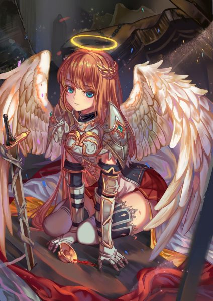 Tranhto24h: hình ảnh anime thiên thần có vòng thiên sứ, 424x600px