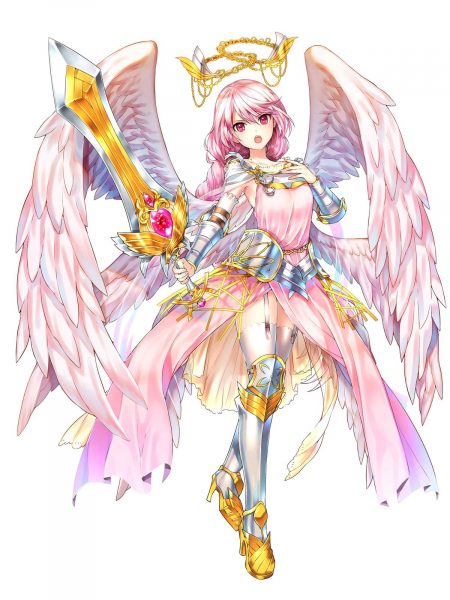 Tranhto24h: ảnh anime thiên thần tóc hồng, 450x600px