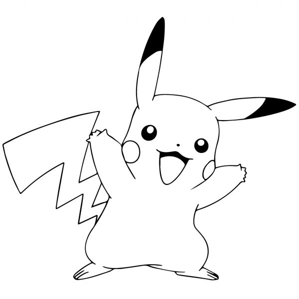 Tranhto24h: Tranh tô màu Pikachu giơ tay há miệng, 600x600px