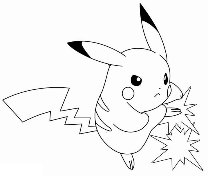 Tranhto24h: Tranh tô màu Pikachu tức giận, 707x600px