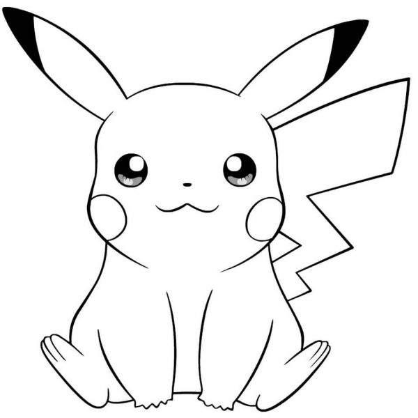 Tranhto24h: Tranh tô màu Pikachu cute, 600x600px