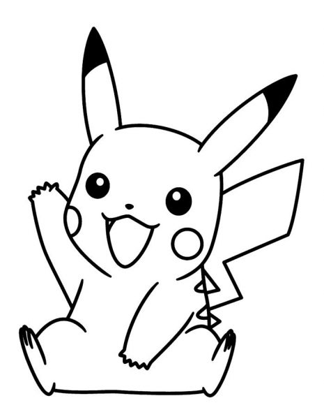 Tranhto24h: Tranh tô màu Pikachu giơ tay, 465x600px