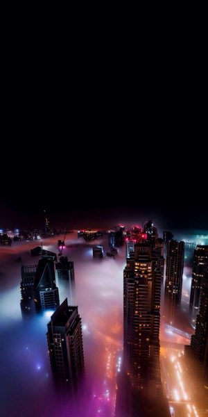 Tranhto24h: ảnh nền thanh phố về đêm trên tòa nhà cao tầng, 300x600px