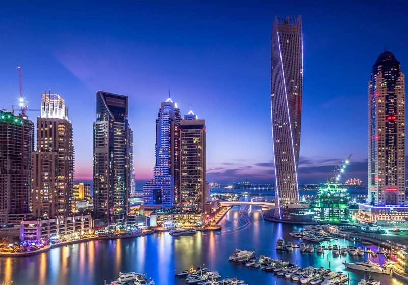 Tranhto24h: Hình nền thành phố về đêm ở Dubai, 800x560px