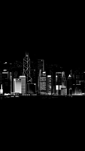 Tranhto24h: ảnh nền thành phố về đêm đen trắng, 338x600px