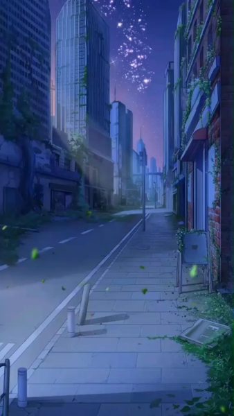 Tranhto24h: Hình ảnh Thành phố về đêm Anime, 338x600px